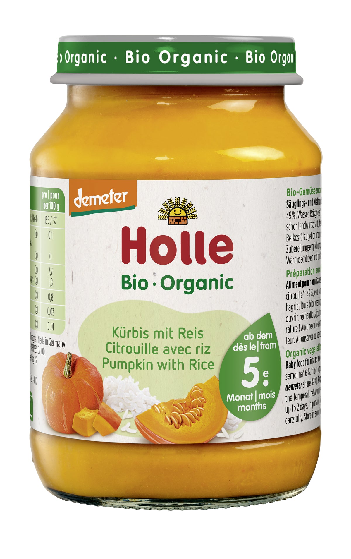 Kürbis mit Reis - 190g - Demeter ab dem 5. Monat