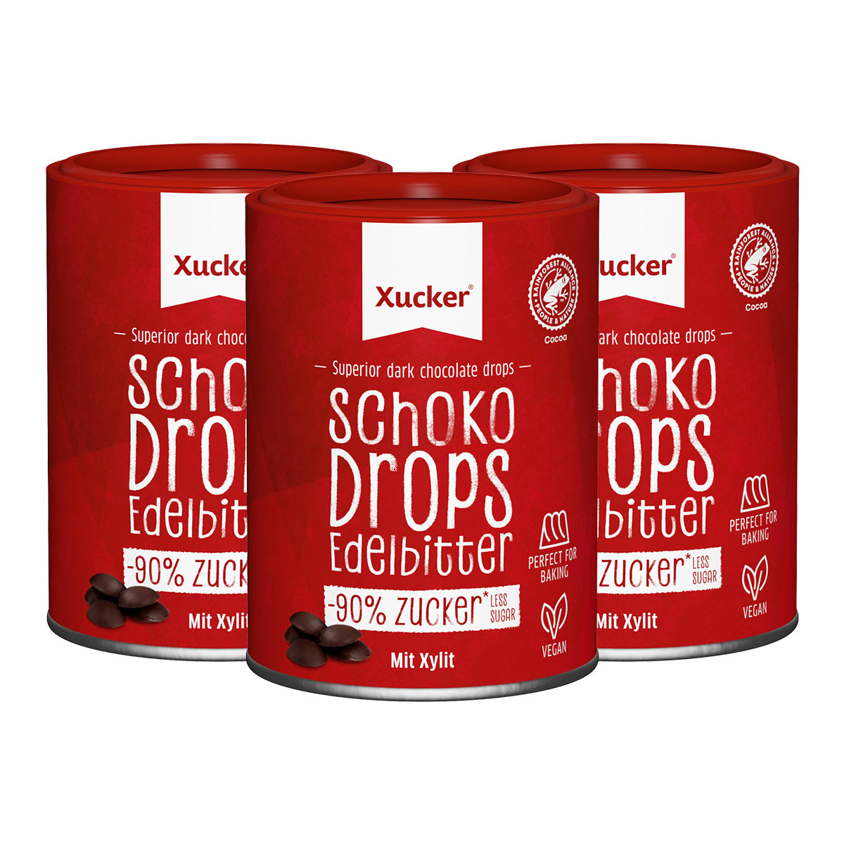 3x Schokodrops mit finnischem Xylit Dose (3x200g)