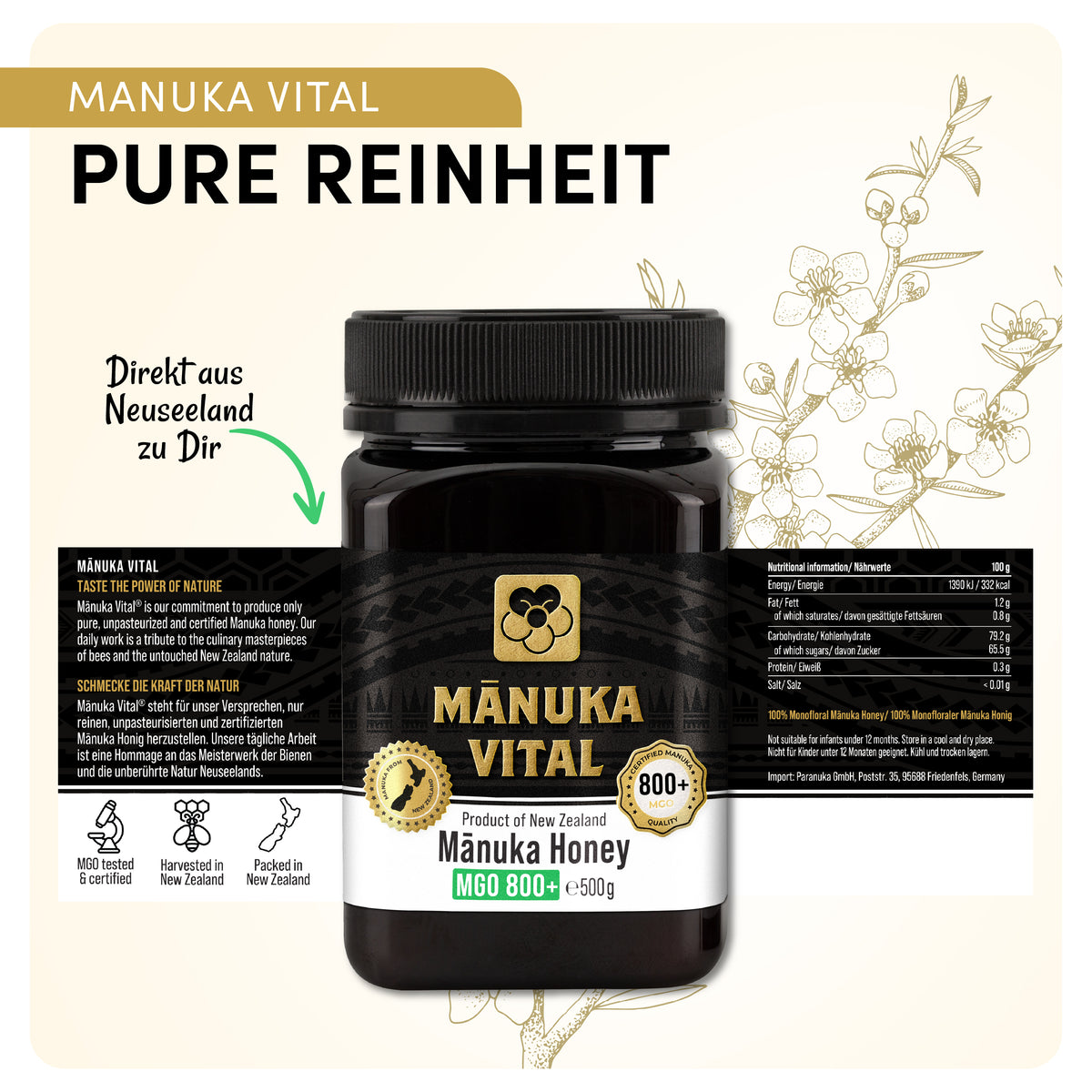 Manuka Vital Honig MGO 800+ (250g)