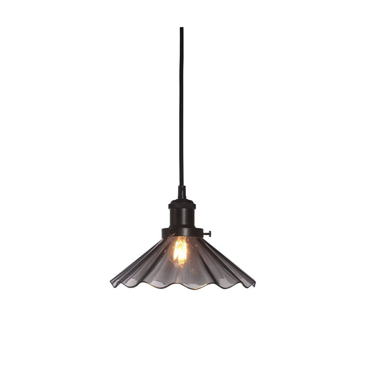 AUGUST fönsterlampa svart/rök veckad 25cm