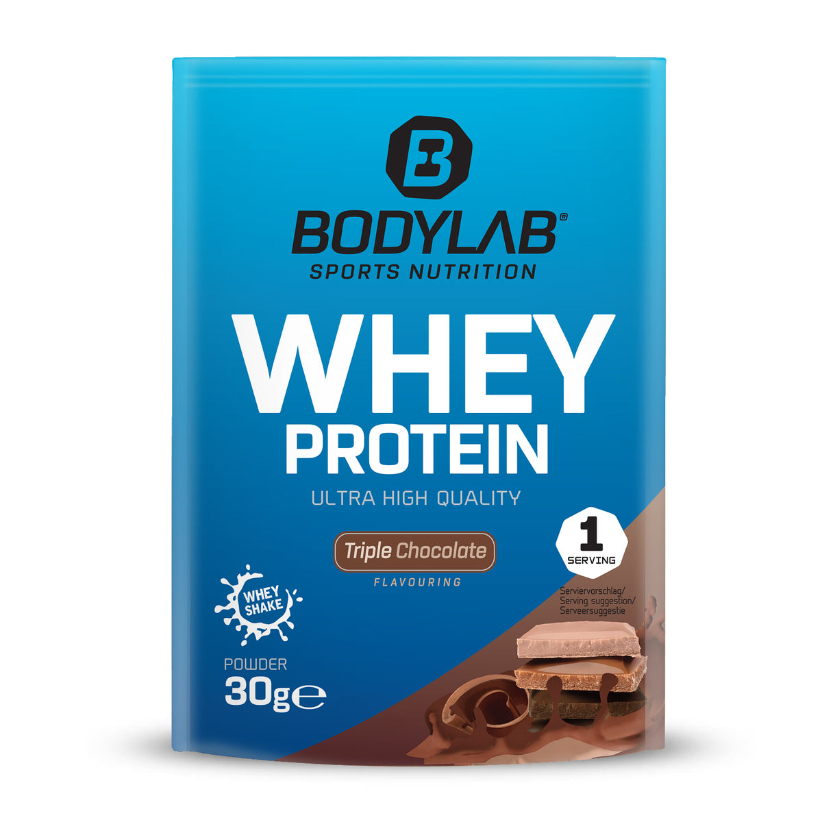 Whey Protein Probierboxen (8 Proben je 30g) Box 2: Bourbon Vanilla – Chocolate Coconut – Triple Chocolate – White Chocolate – Peach Yogurt – Stracciatella – Milk Chocolate and Lemon Cheesecake.