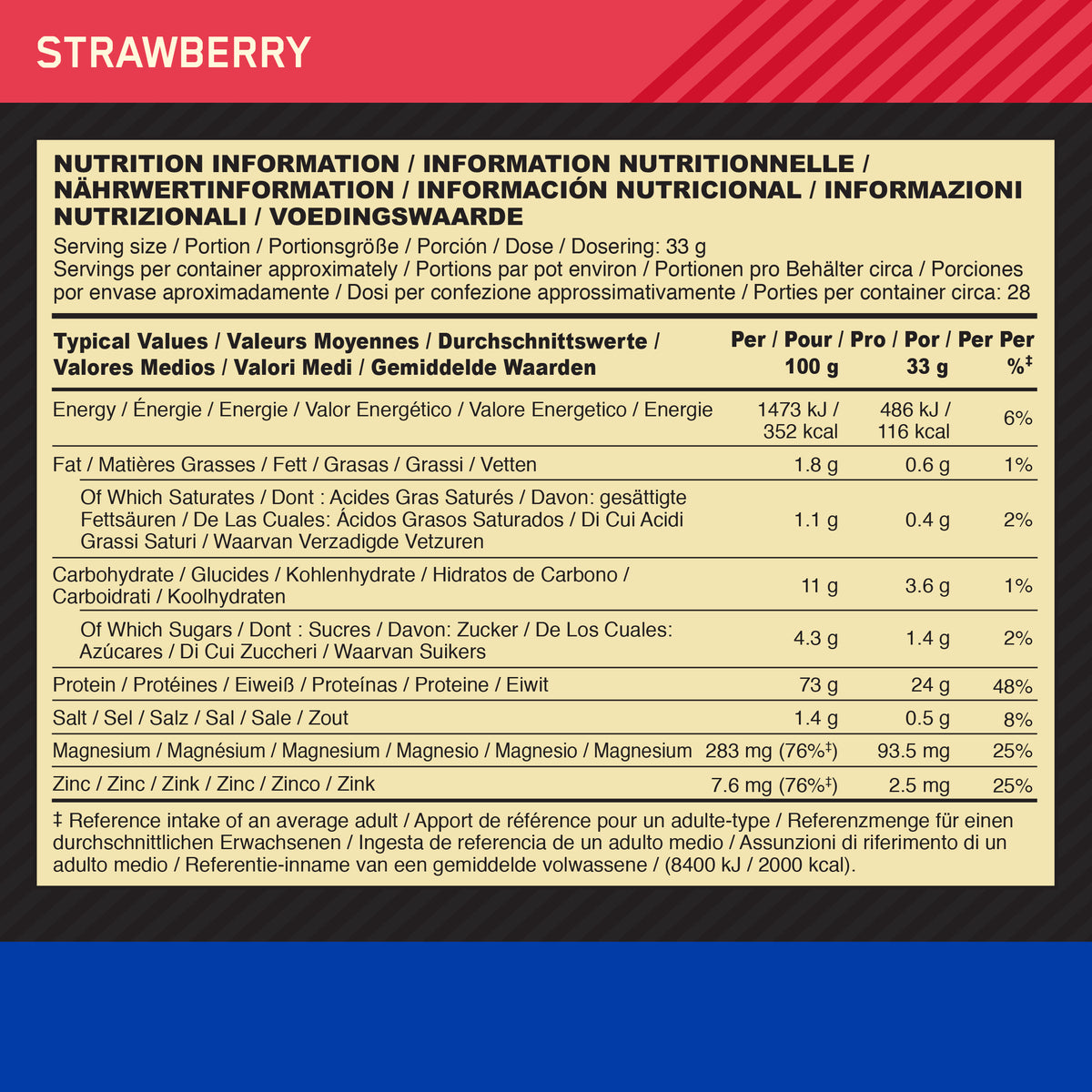 100% Casein (924g) Stawberry