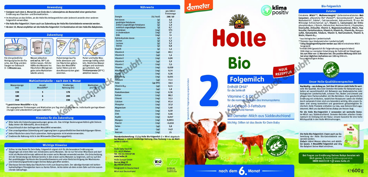 Demeter Folgemilch 2 nach dem 6. Monat (600g)
