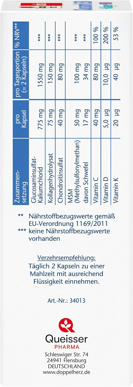 Glucosamin 1550 + Kollagen + MSM + Vitamin C (2x100 Kapseln)
