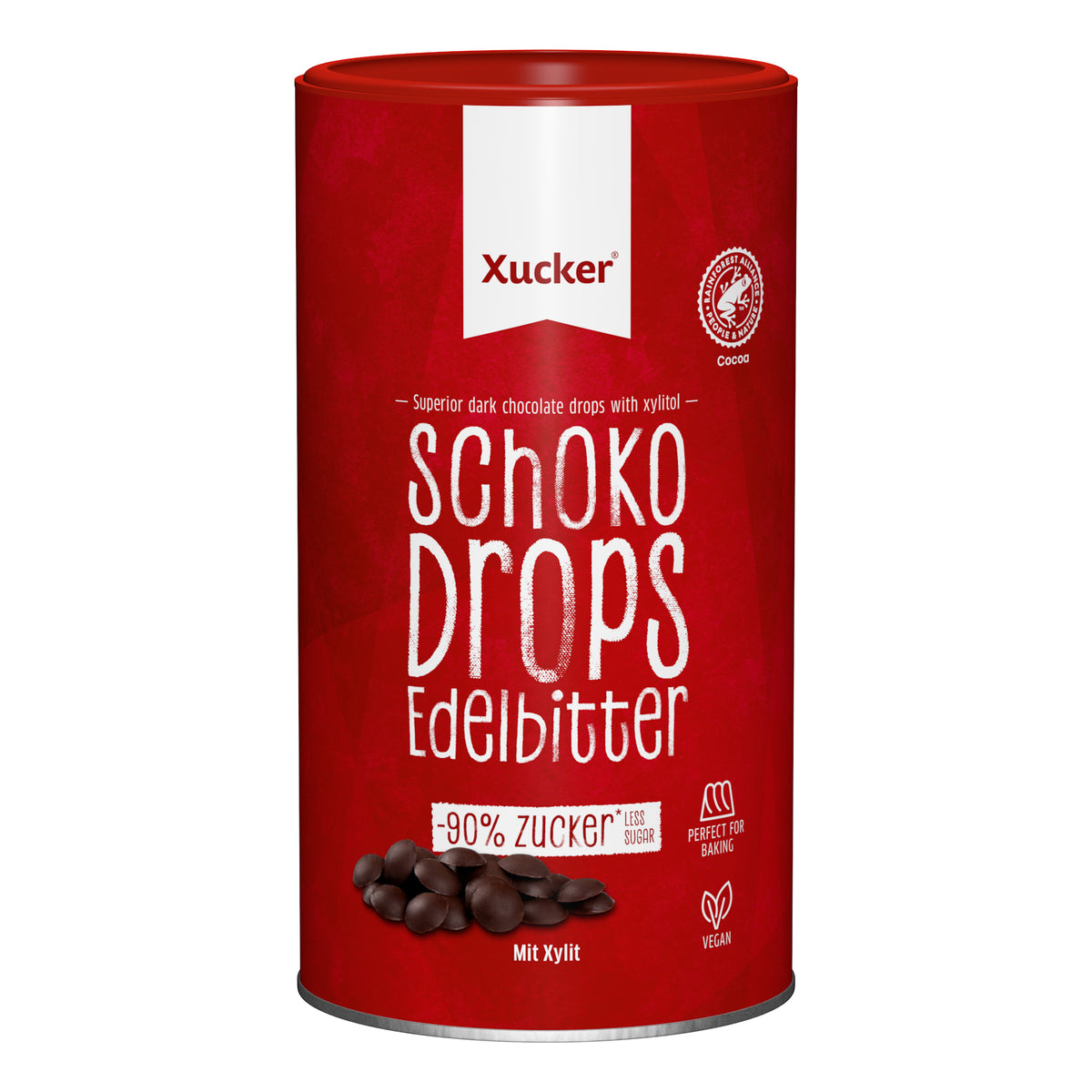 Vegane Schokodrops Edelbitter mit finnischem Xylit (750g)