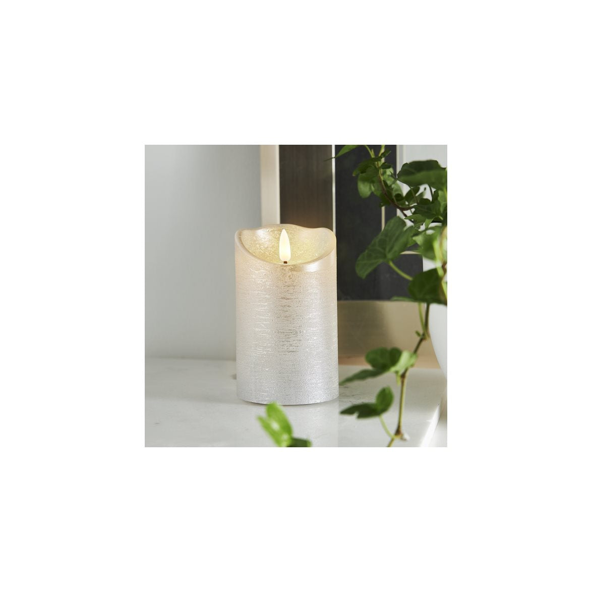 Flamme Rustic blockljus mellan silver