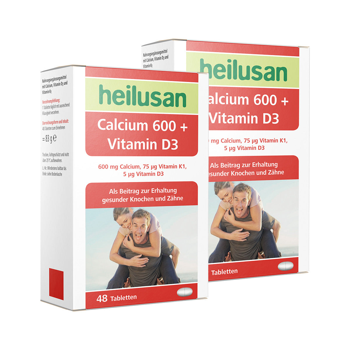 Heilusan Calcium 600 + Vitamin D3 2-Monatspackung (2x48 Tabletten)