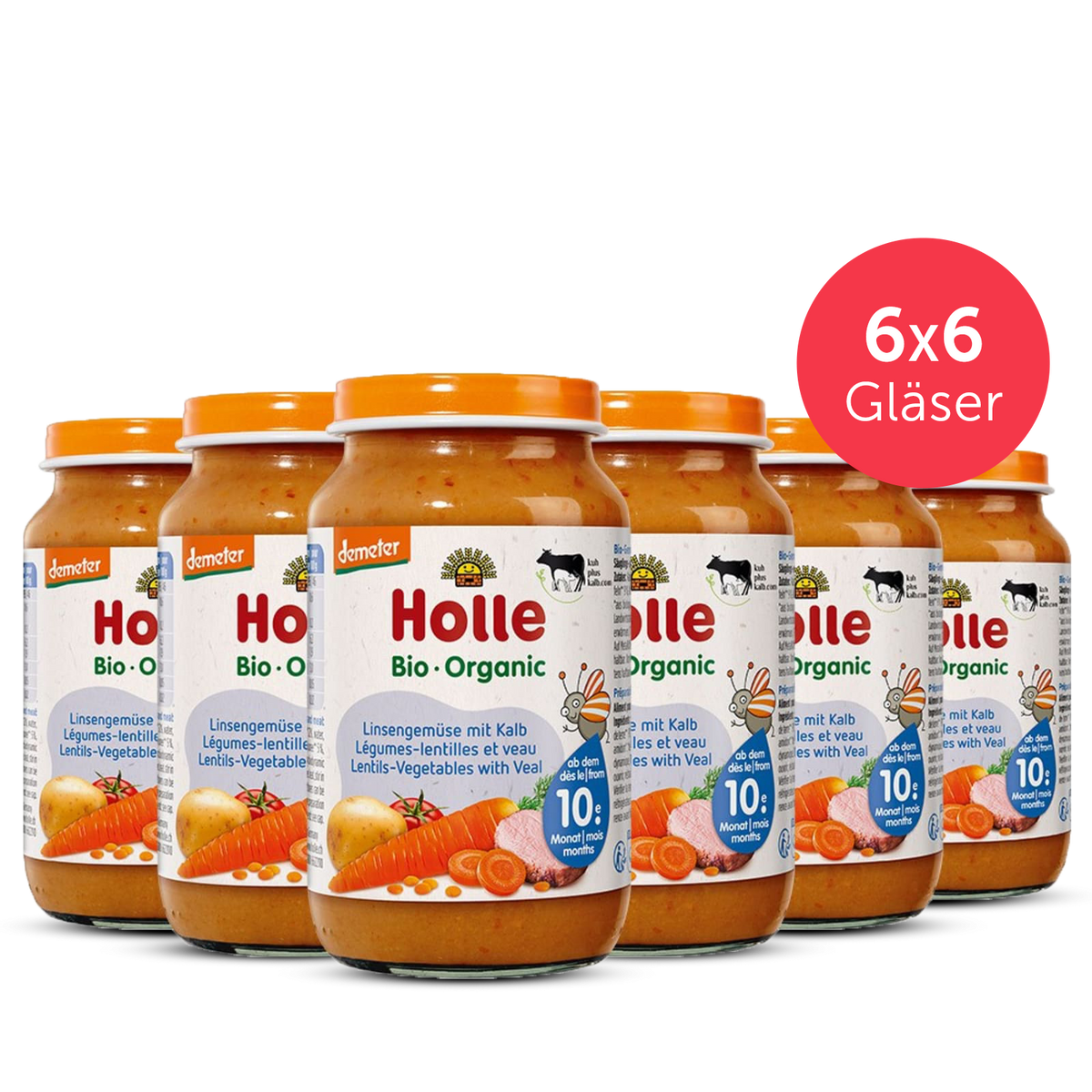 6er Pack Linsengemüse mit Kalb - 6x220g - Demeter ab dem 10. Monat