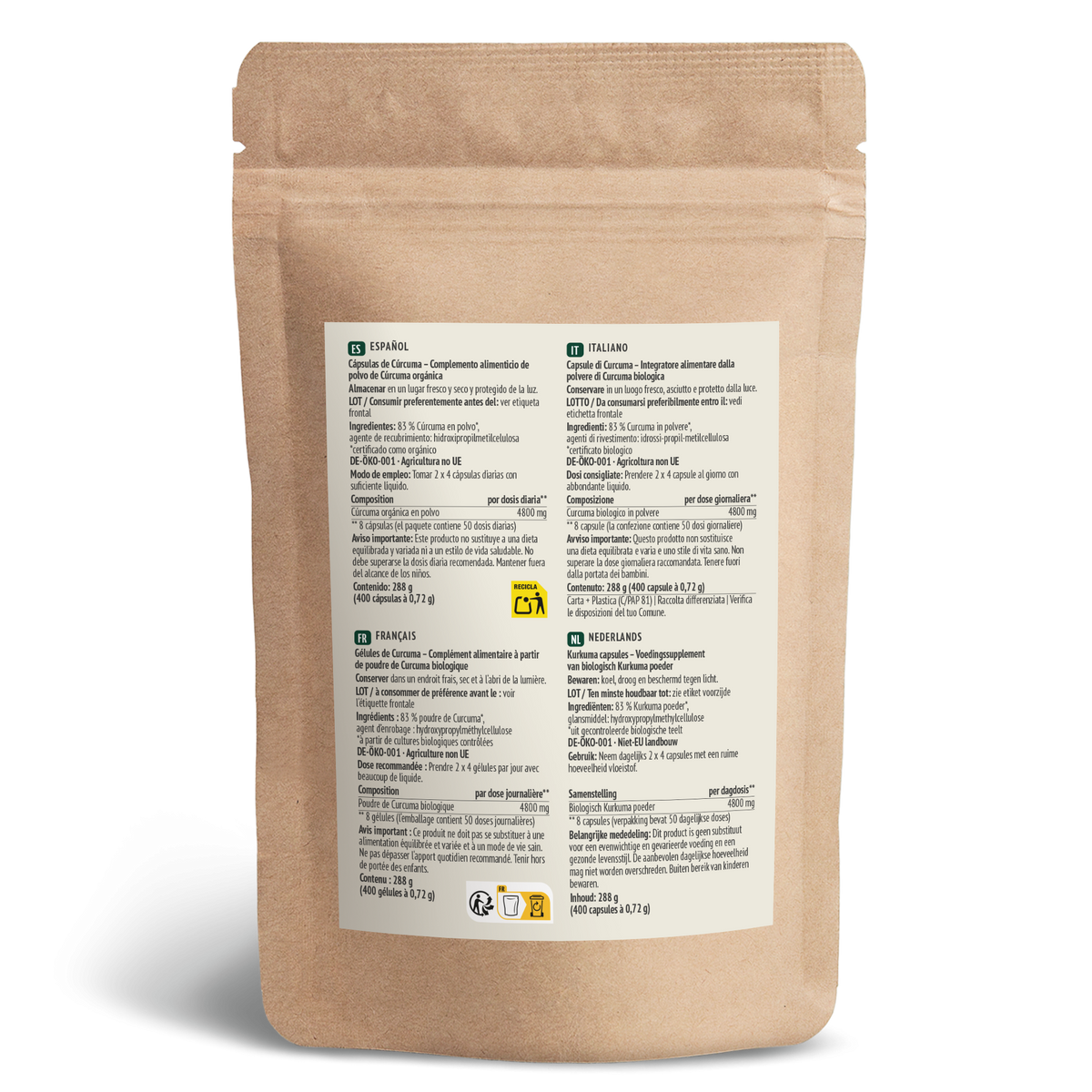 Bio Kurkuma Kapseln Nachfüllpack (400 Kapseln)