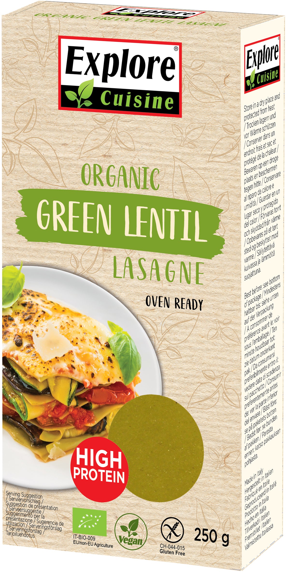 Lasagne aus grünen Linsen bio (250g)