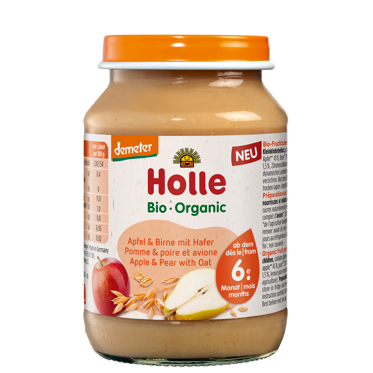 Apfel & Birne mit Hafer - 190g - Demeter ab dem 6. Monat