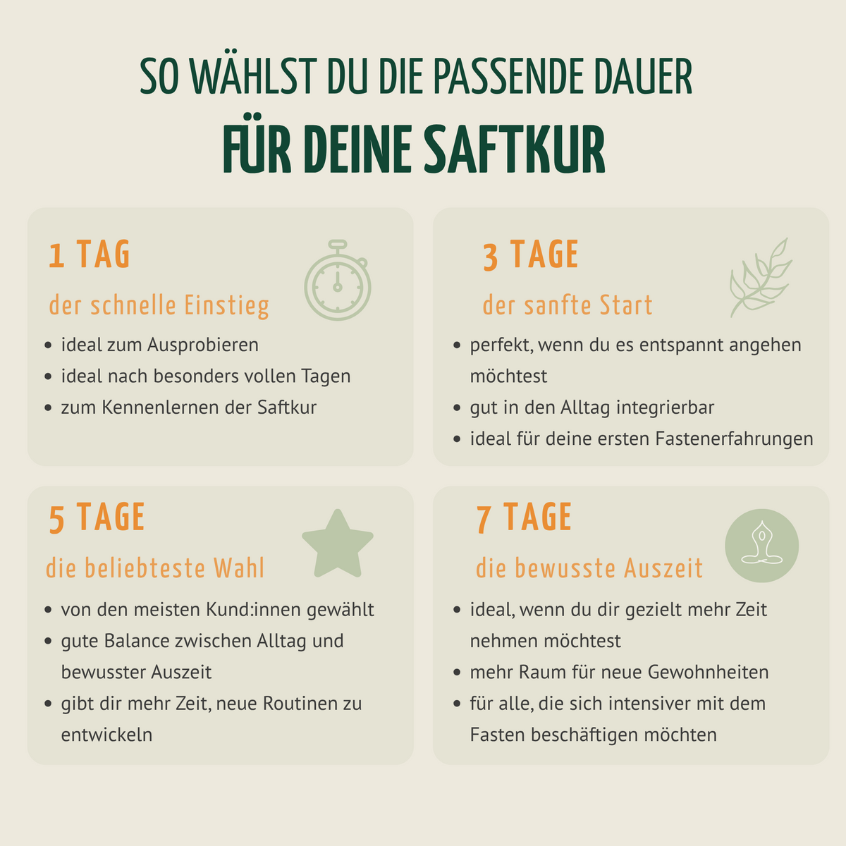 Saftzeit Bio Saftkur 1-7 Tage (6 Flaschen pro Tag)