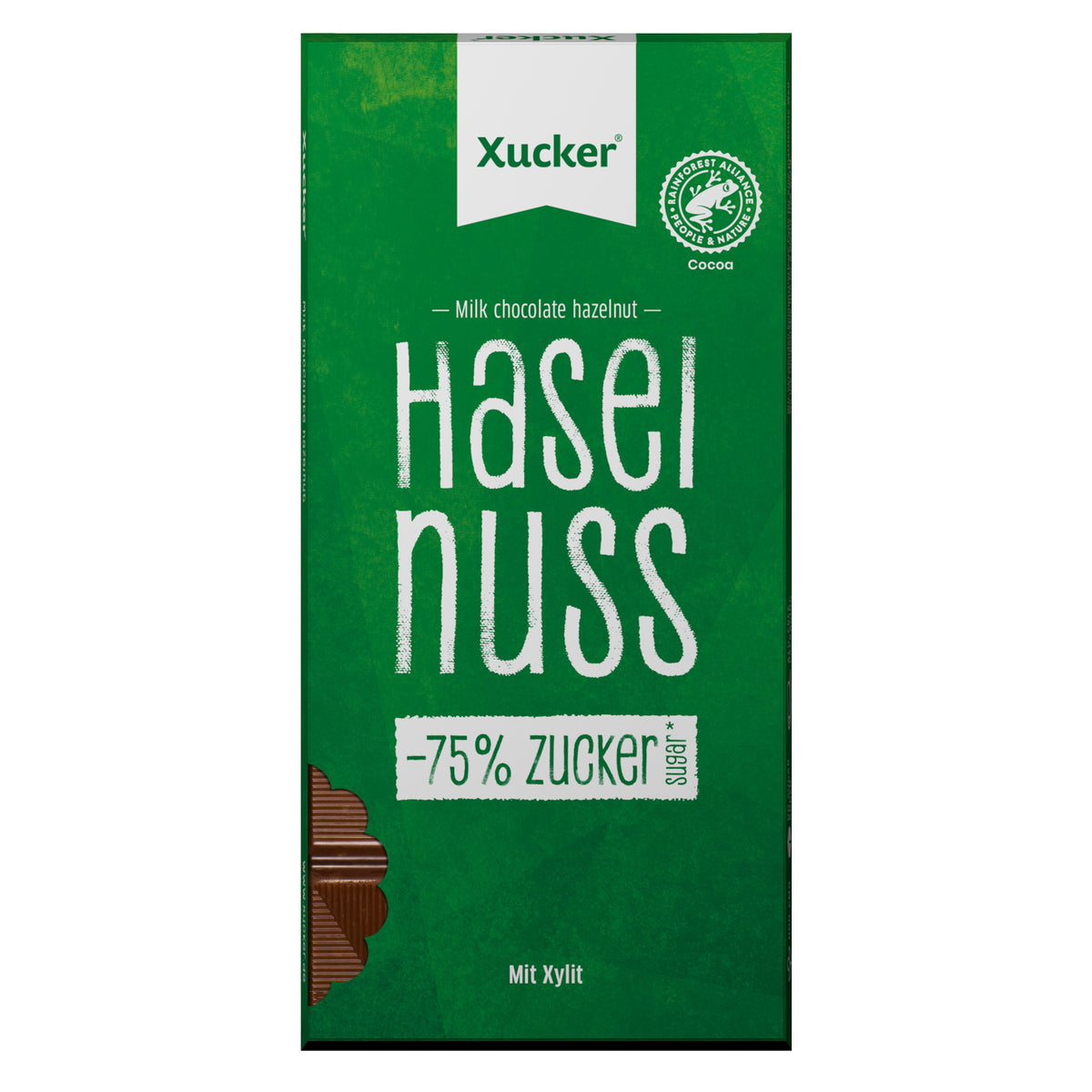 Edel Vollmilchschokolade mit Xylit und Haselnüssen (80g)