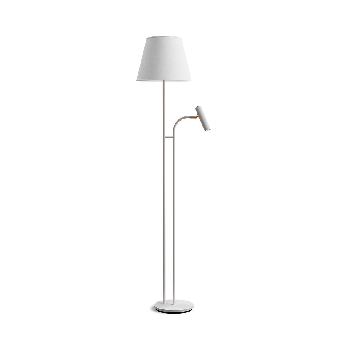Slender golvlampa vitstruktur/mässing exl. skärm
