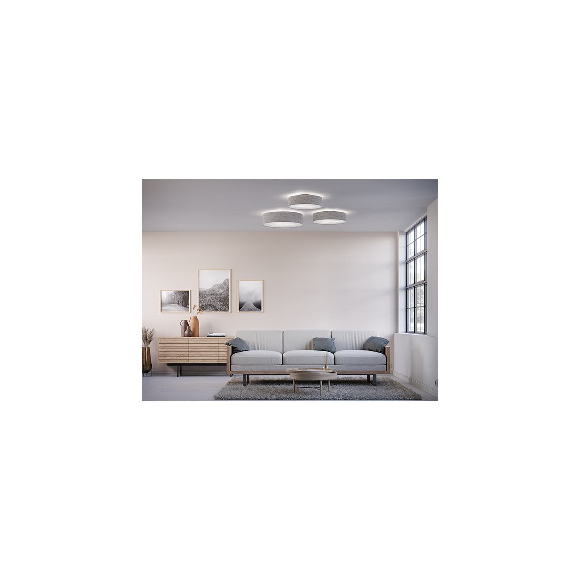 Soft plafond Ø44 grå ull