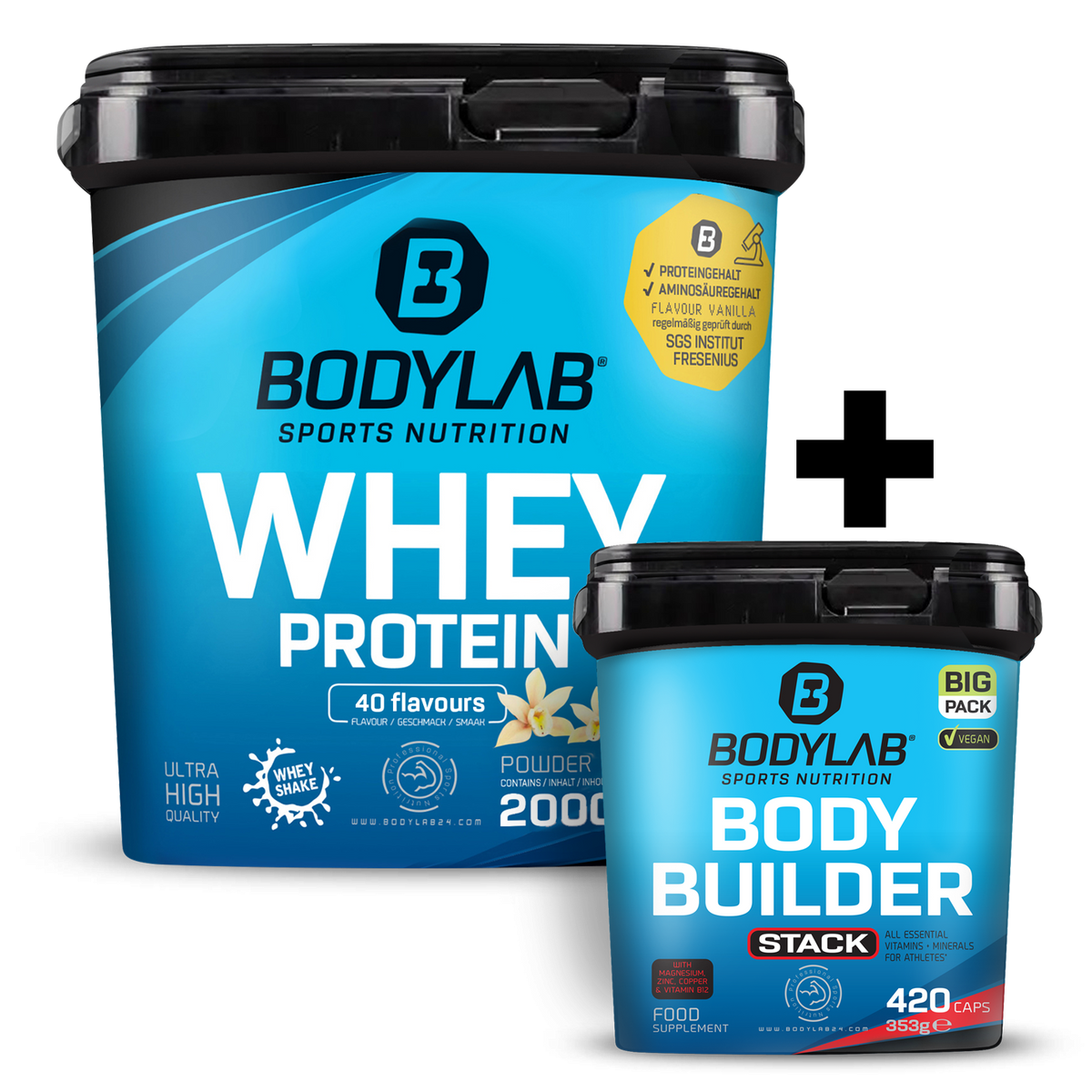 Whey + BIG PACK Bodybuilder Stack (420 Kapseln)