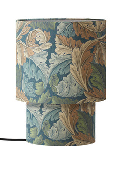 Table Lamp Qvist Modern Round, William Morris Acanthus, Blue, 32cm