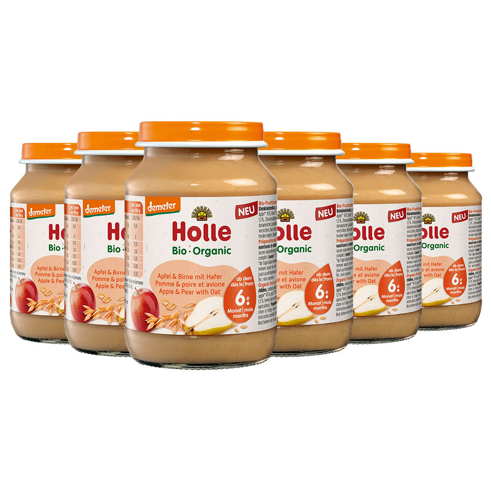 Apfel & Birne mit Hafer - 6x190g - Demeter ab dem 6. Monat