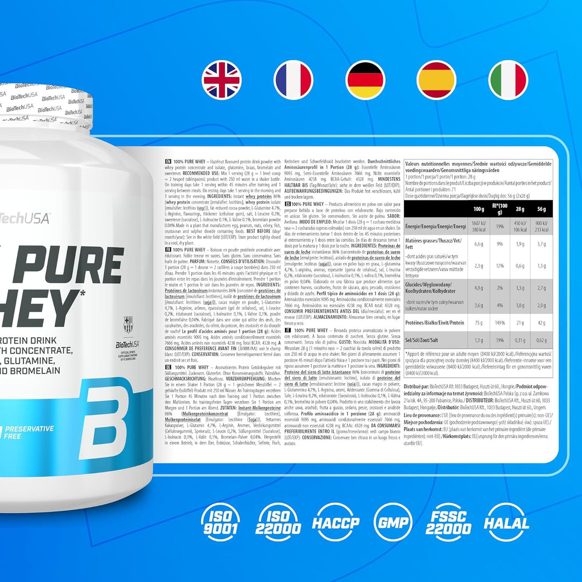 100% Pure Whey (2000g) Haselnuss