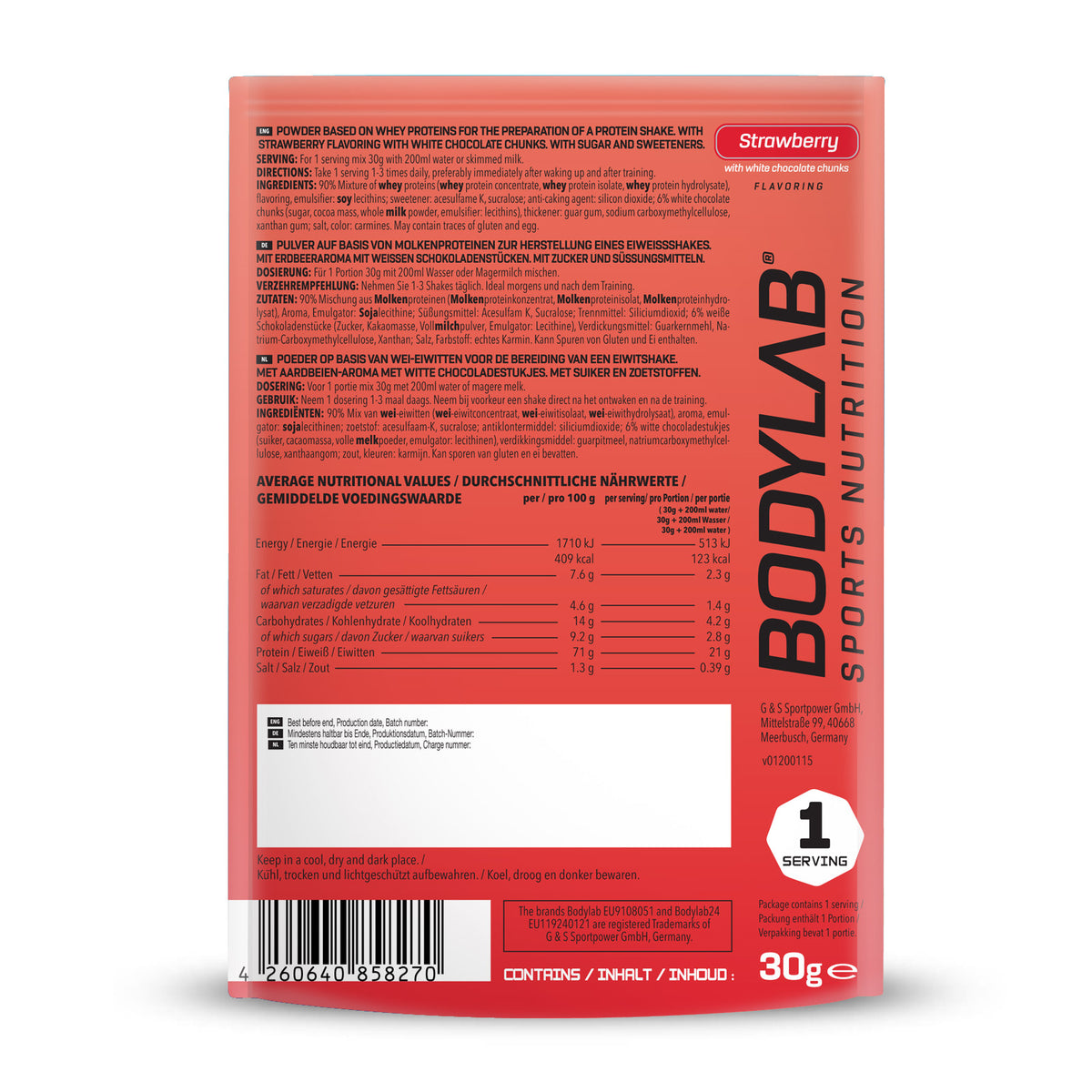 Whey Protein Probierboxen (8 Proben je 30g) Box 3: Vanilla – Banana – Raspberry Yogurt – Pistachio – Butter Biscuit – Cinnamon Rice Pudding – Hazelnut Cocoa and Strawberry White Chocolate.