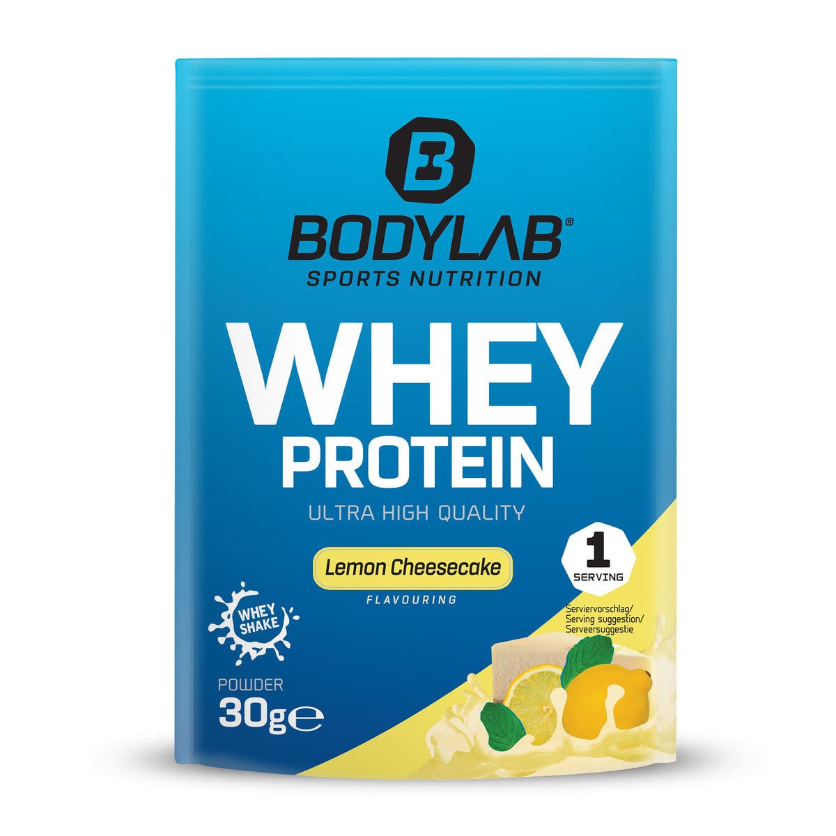 Whey Protein Probierboxen (8 Proben je 30g) Box 2: Bourbon Vanilla – Chocolate Coconut – Triple Chocolate – White Chocolate – Peach Yogurt – Stracciatella – Milk Chocolate and Lemon Cheesecake.