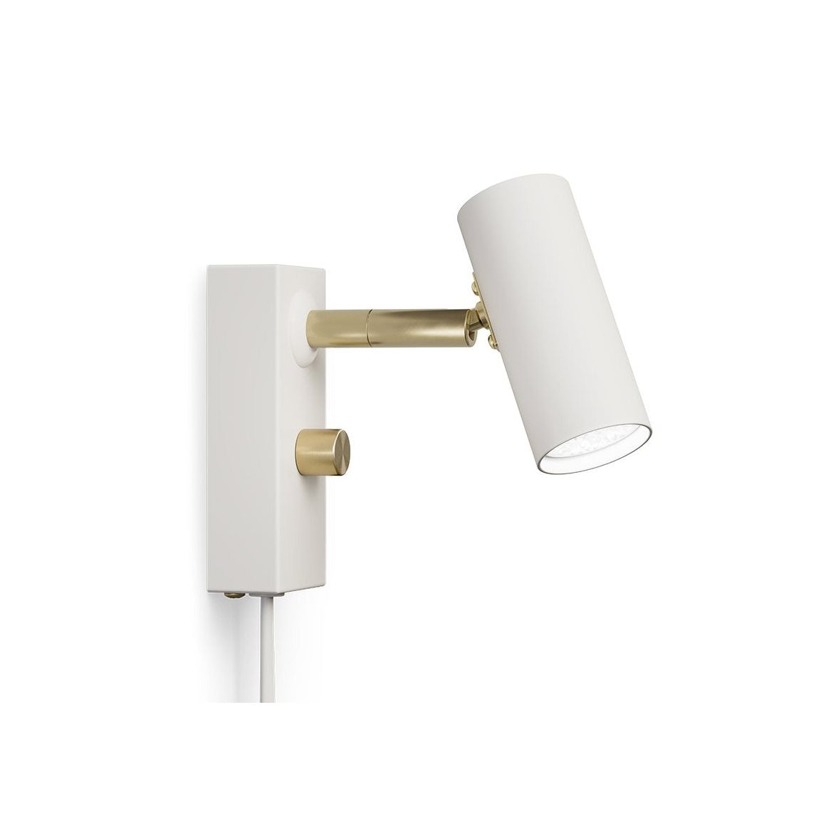Cato vägglampa mattvit/blank mässing enkel