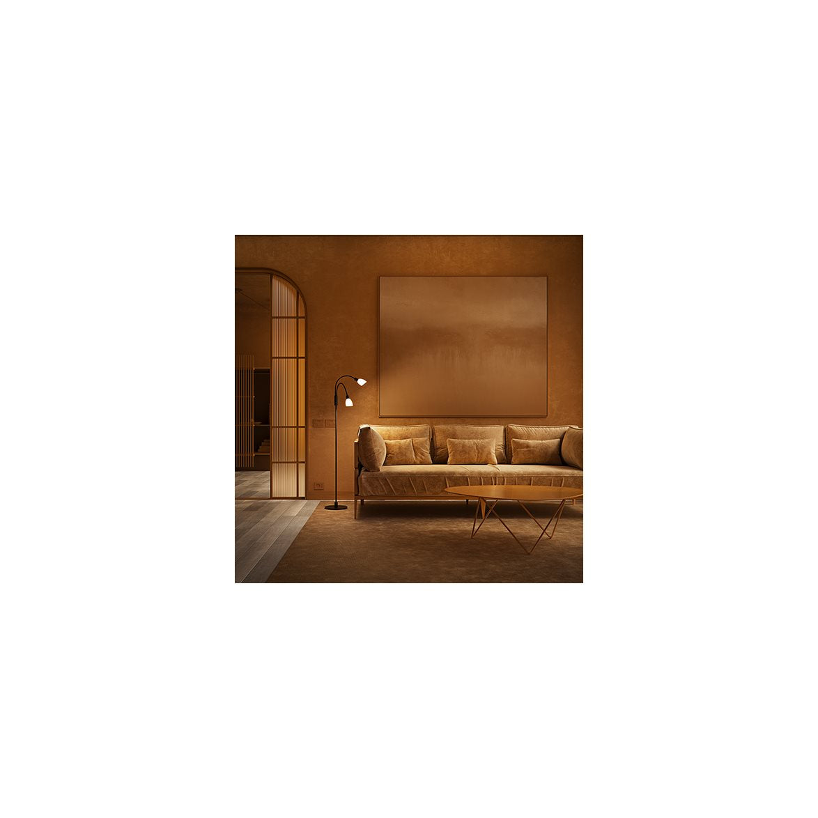 Cut dubbel golvlampa svart/opal glas