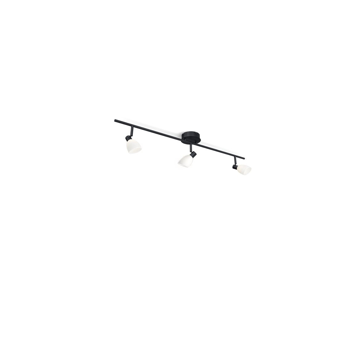 Cut spotlightskena 3 lampor svart/opal glas