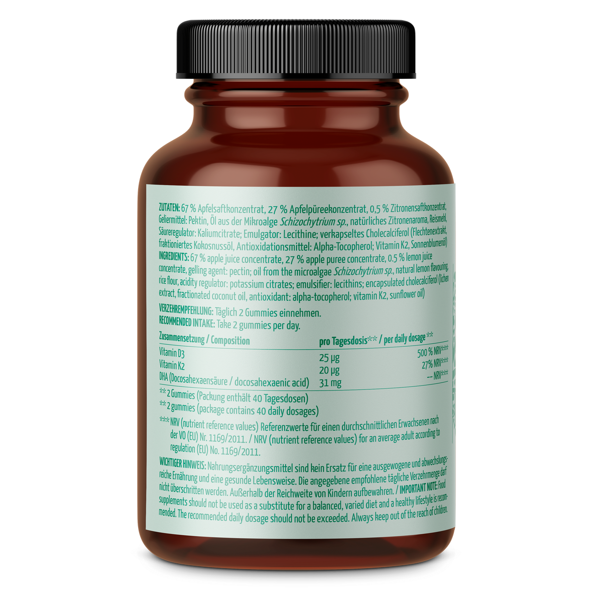 Saftgold D3/K2 Gummies Apfel Zitrone + DHA (80 Stück)