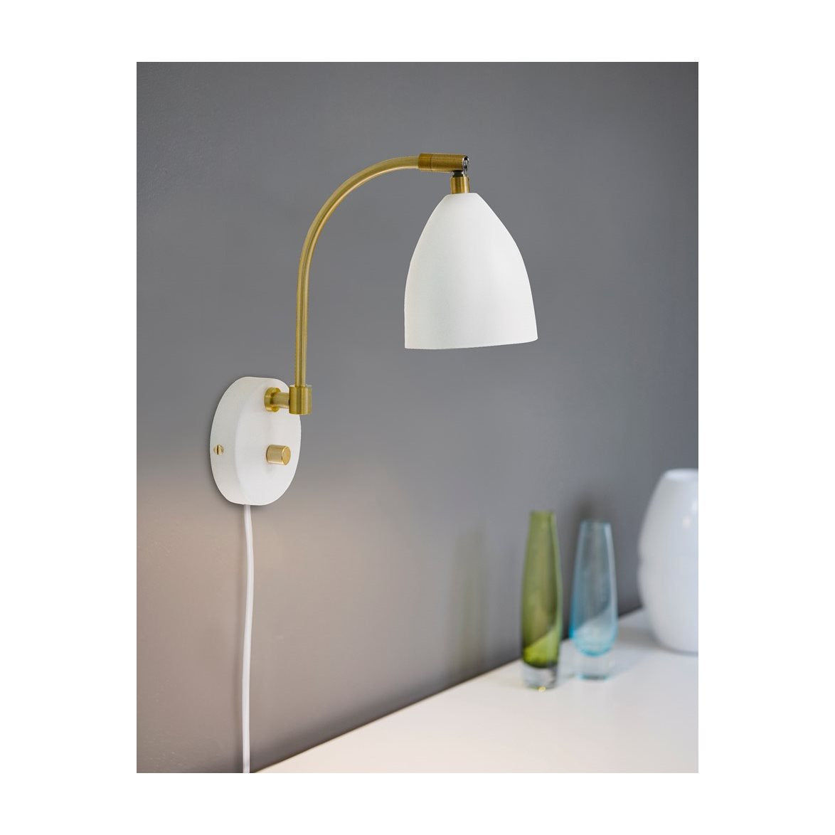 Deluxe vägglampa vit/mäss LED 3W