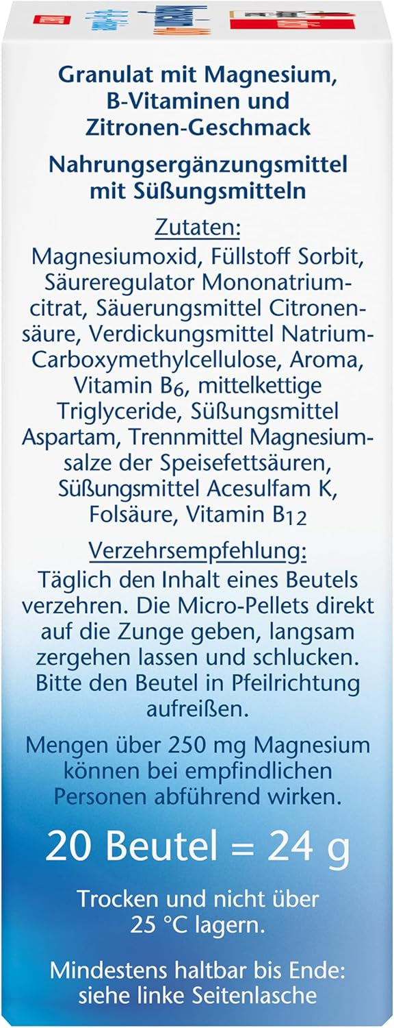 Magnesium 400 + B-Vitamine direct (20 Portionsbeutel)