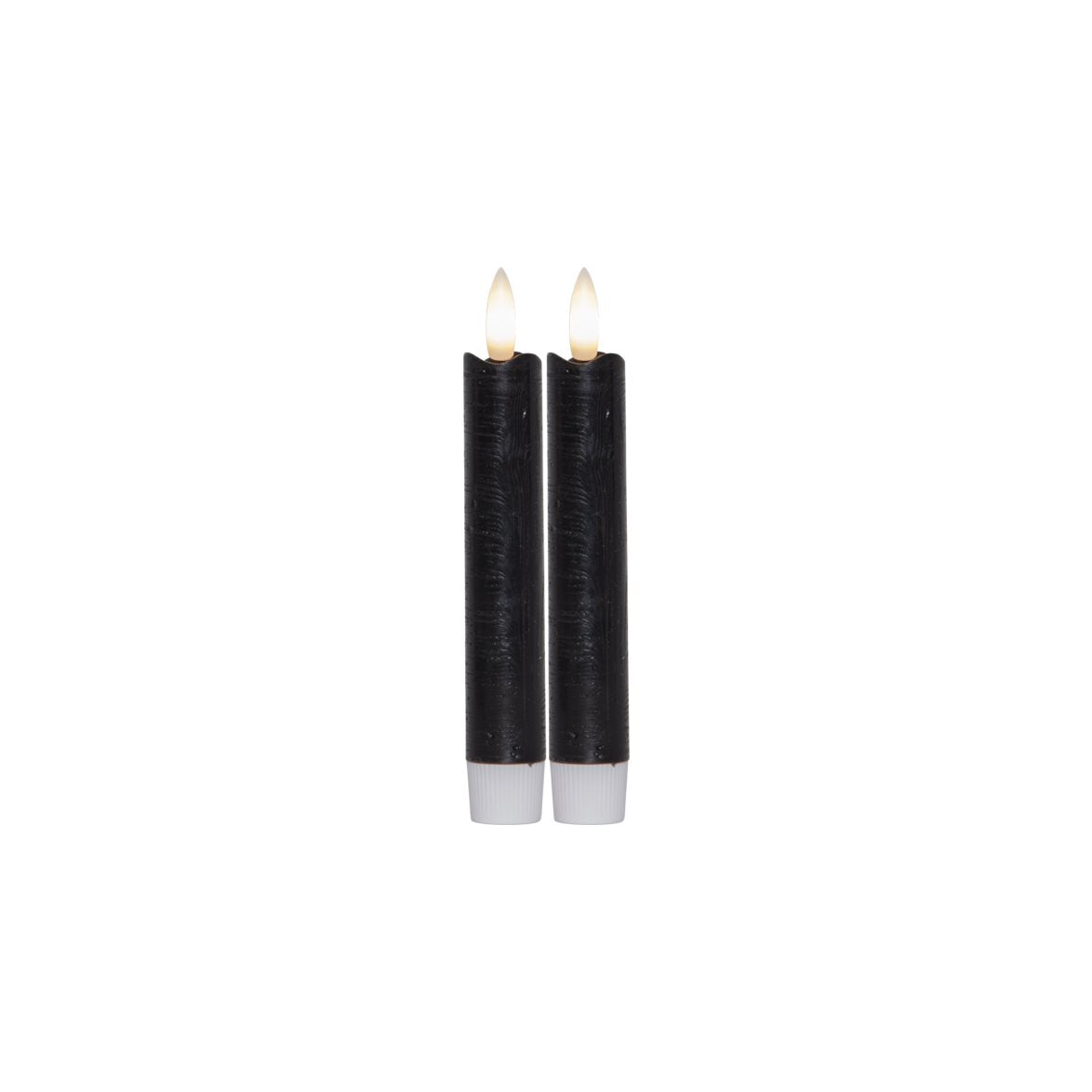 Flamme antik-batteriljus låg svart 2-pack
