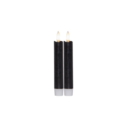 Flamme antik-batteriljus låg svart 2-pack