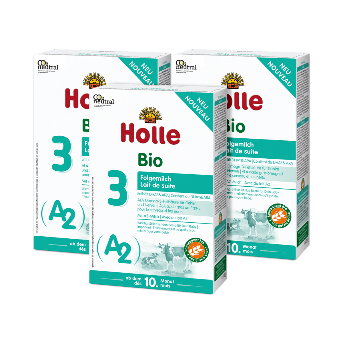 3er Pack A2 Bio-Folgemilch 3 ab dem 10. Monat (400g)