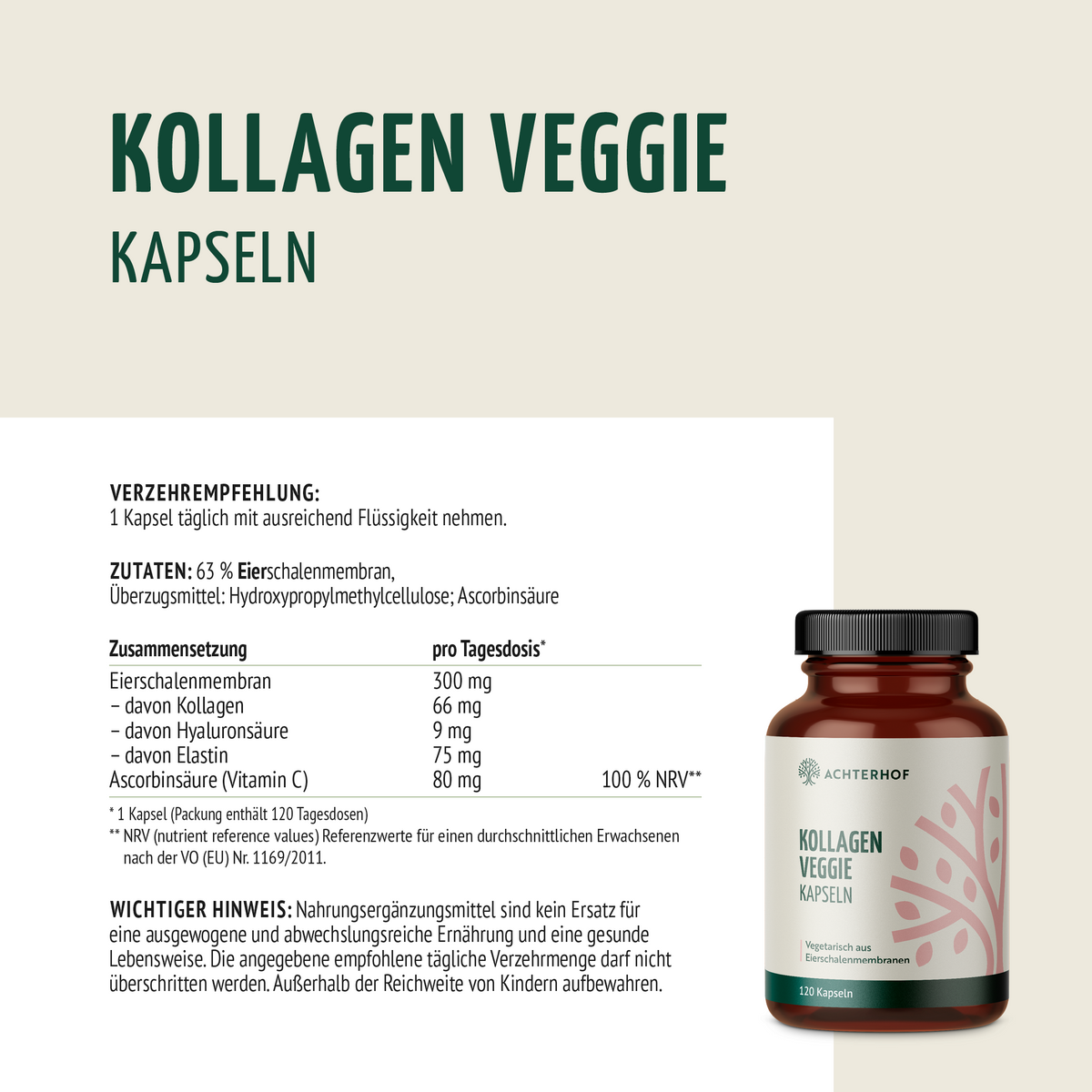 Kollagen Veggie Kapseln (120 Kapseln)
