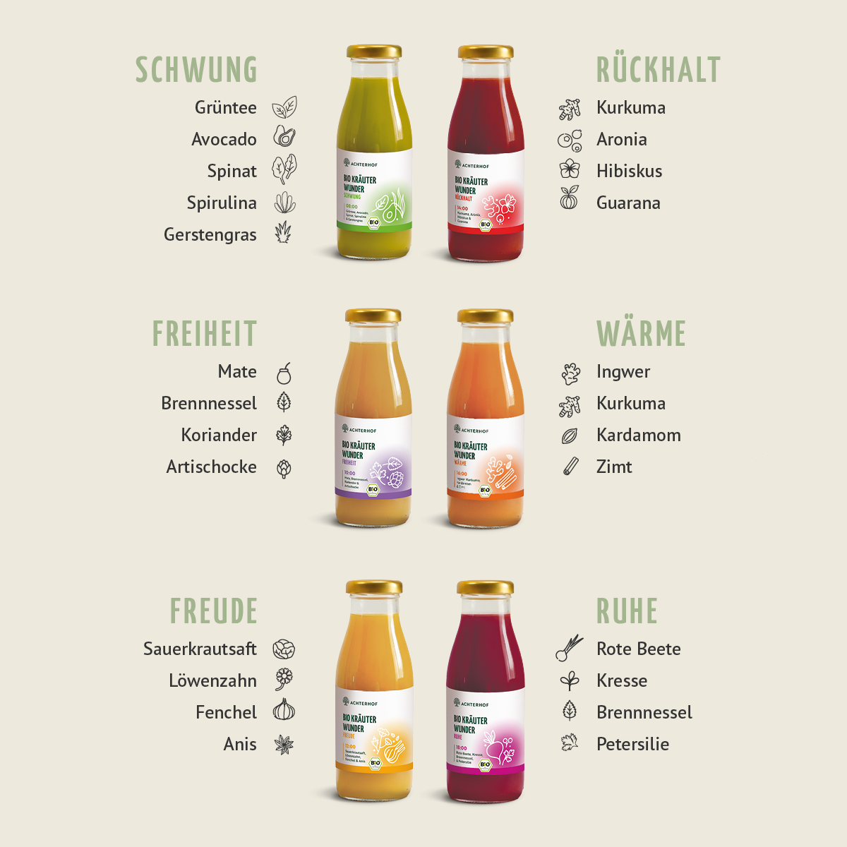 Kräuterwunder Bio Saftkur 1-7 Tage (6 Flaschen pro Tag)