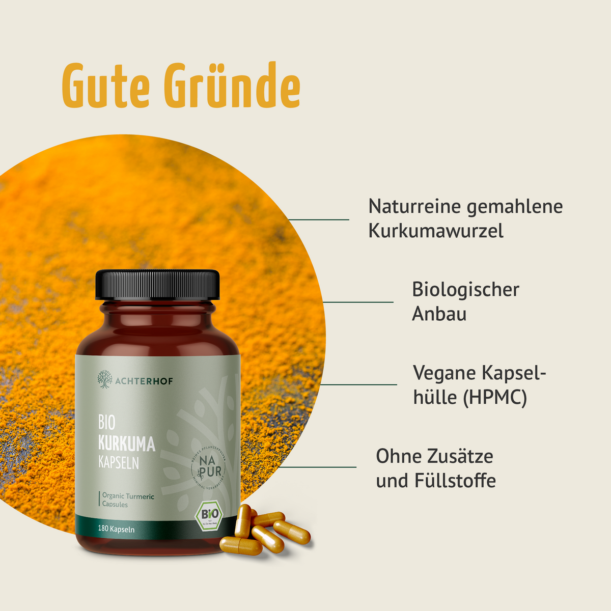Bio Kurkuma Kapseln (180 Kapseln)