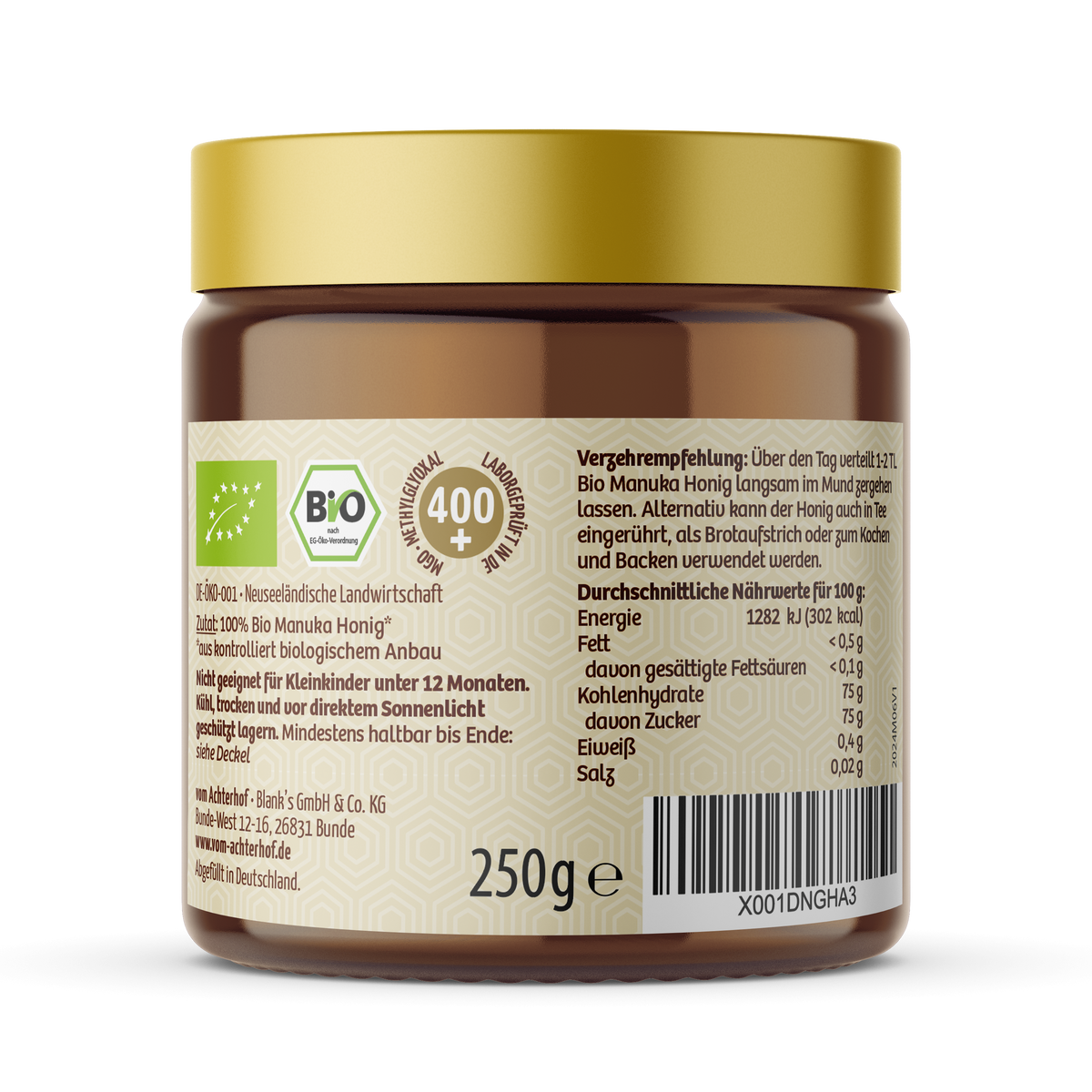 Manuka Honig Bio 400+ MGO (250g)