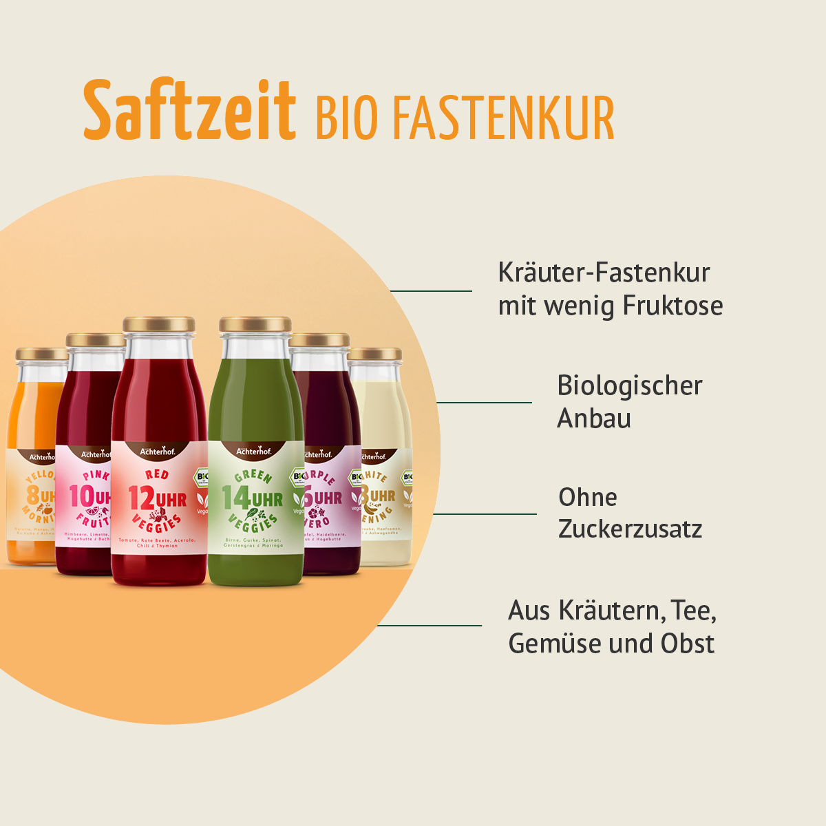 Fastendrinks 18 Flaschen Kräuterwunder Bio (3-Tageskur)