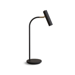 Slender bordslampa svartstruktur/mässing