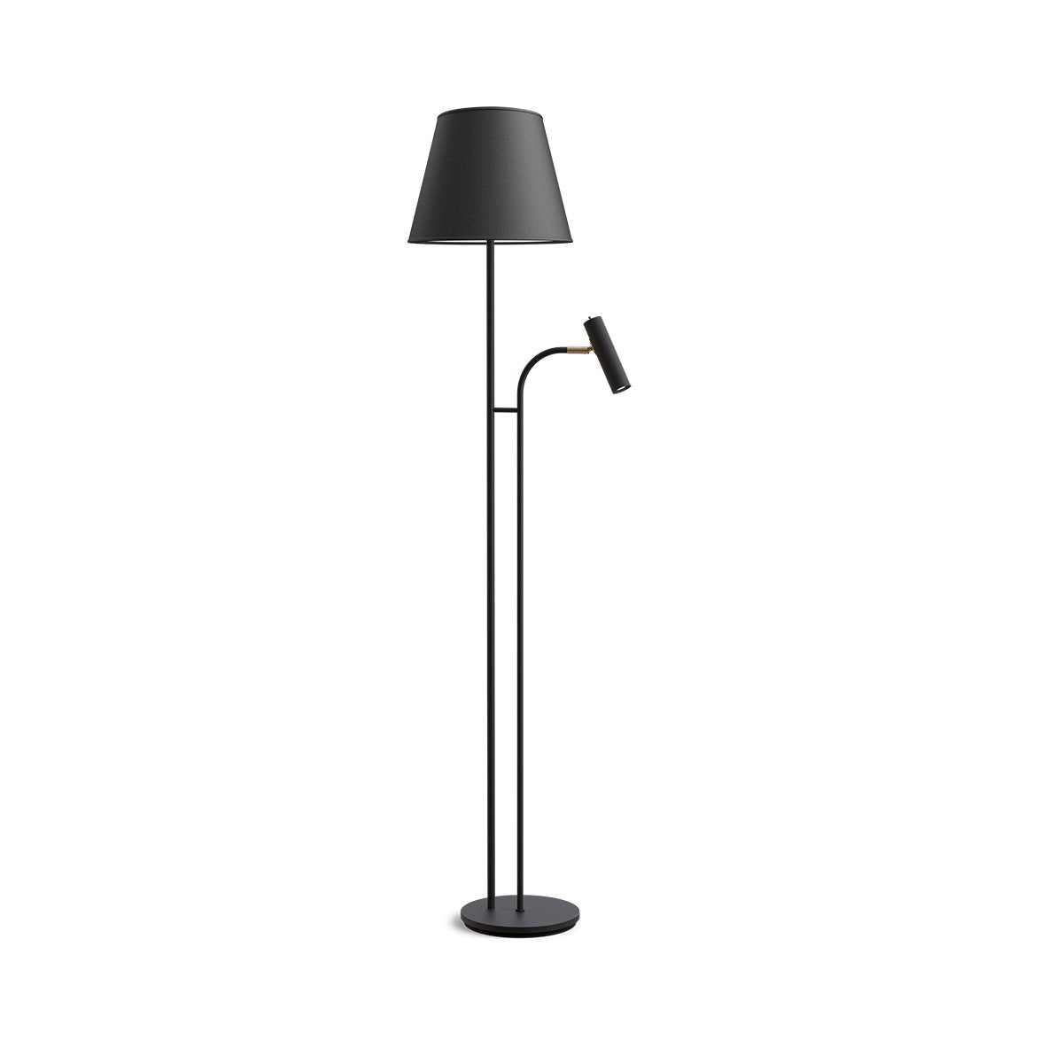Slender golvlampa svartstruktur/mässing exl. skärm
