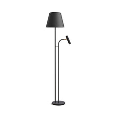 Slender golvlampa svartstruktur/mässing exl. skärm