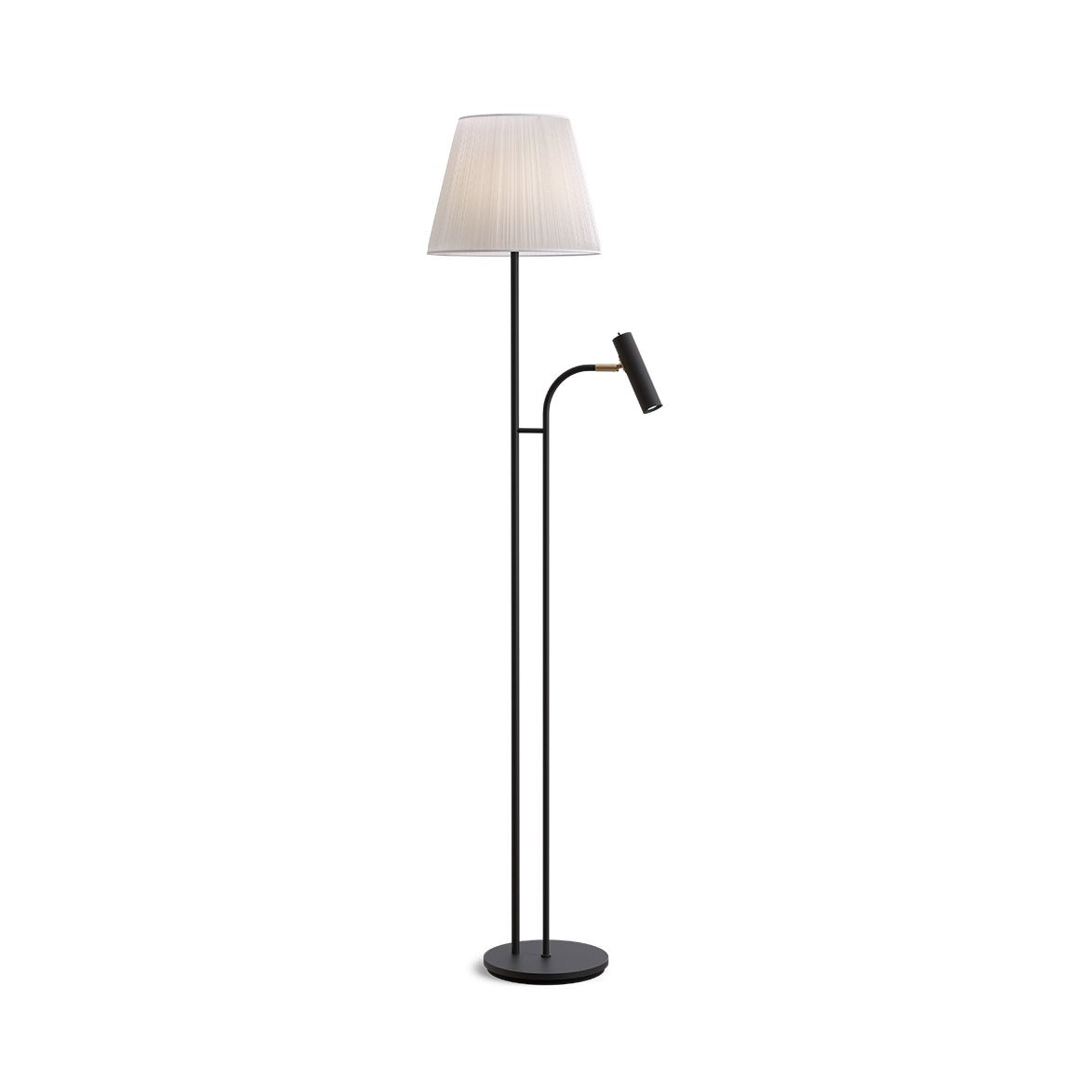 Slender golvlampa svartstruktur/mässing exl. skärm