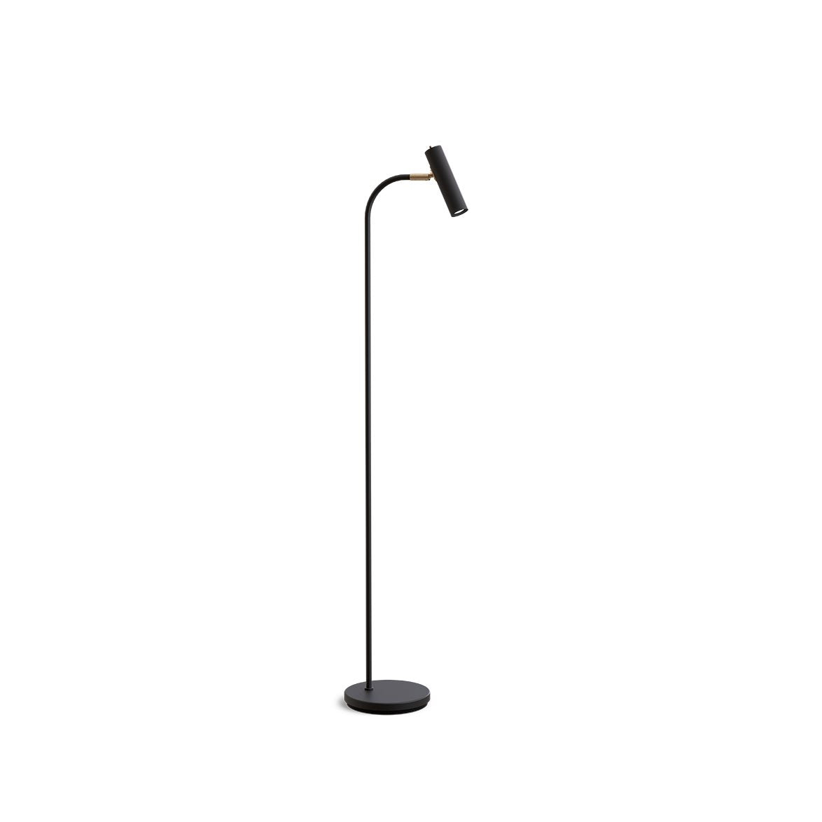 Slender golvlampa svartstruktur/mässing