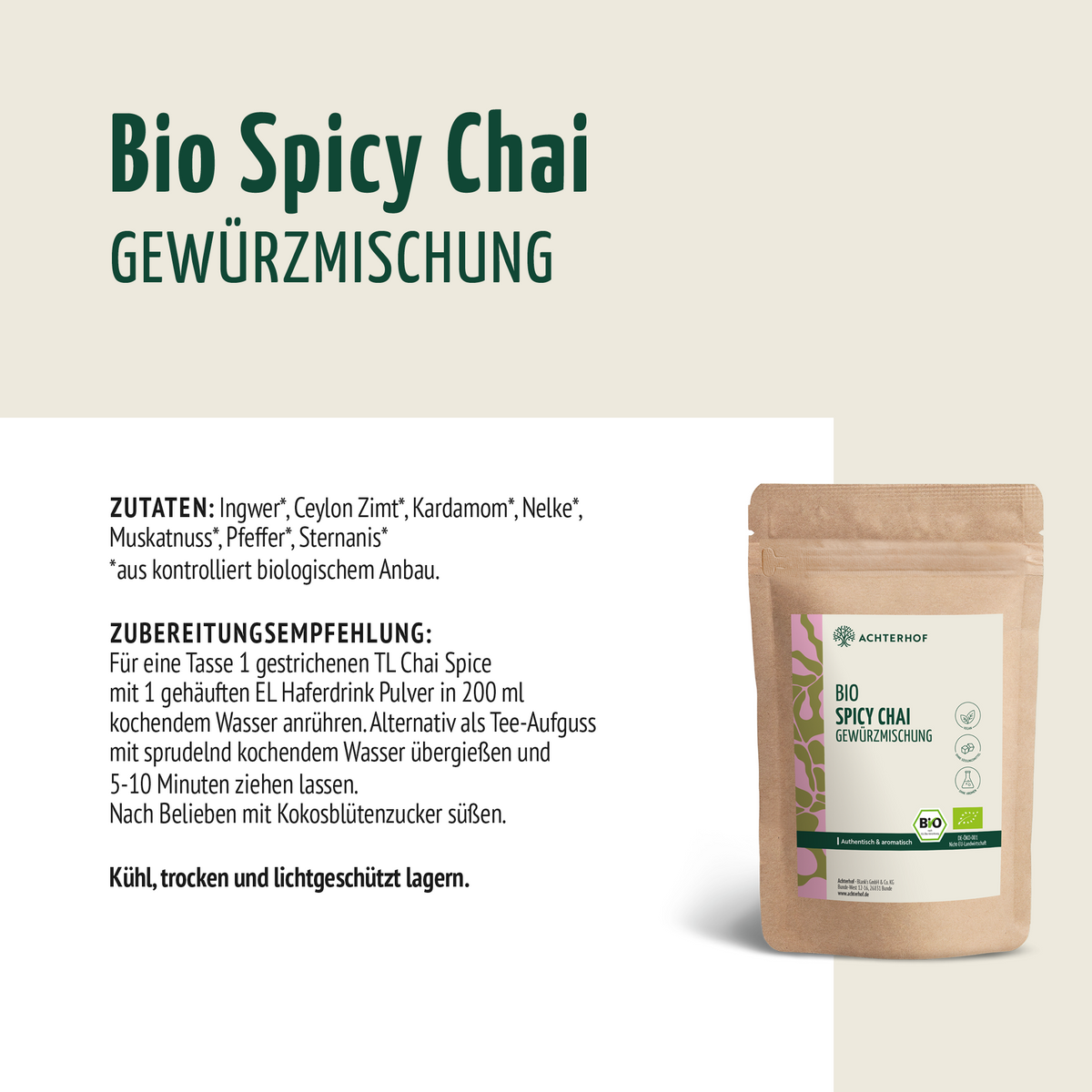 Bio Chai Spice Gewürzmischung – zuckerfrei (250g)